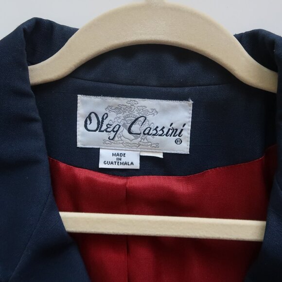 Oleg Cassini Navy Blue Single Breasted Blazer Jacket Classic Nautical Size 16 - Picture 4 of 7